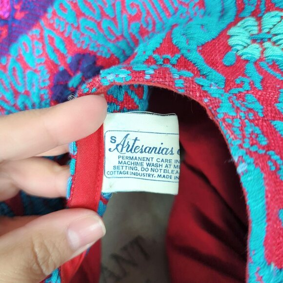 Vintage Huipil Dress X Small Red Indigenous - Picture 8 of 9